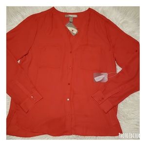 Forever 21 Contemporary - Long Sleeve Red Top